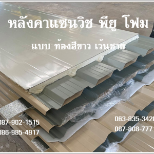 หลังคาแซนวิช พียู สีครีม ท้องขาว